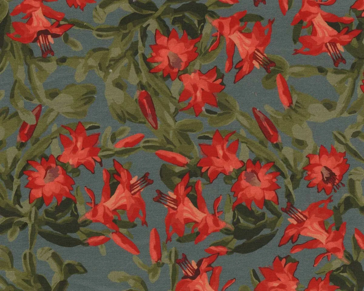 French Terry Sweatstoff SANTA TERESITA, Orchideen, Bienvenido Colorido
