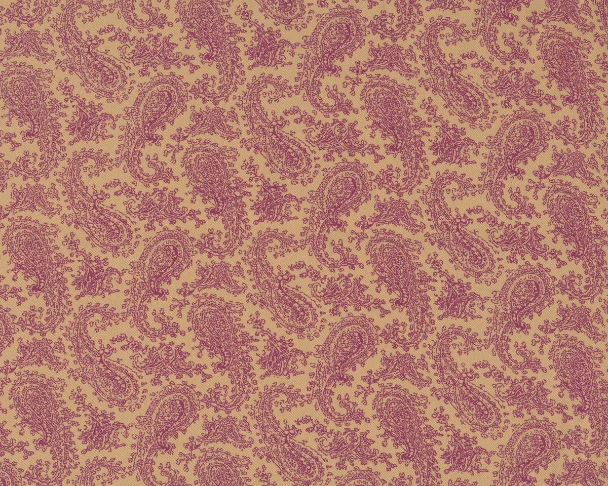Futterstoff, bedruckter Köper aus Viskose, Paisleys, beige-weinrot