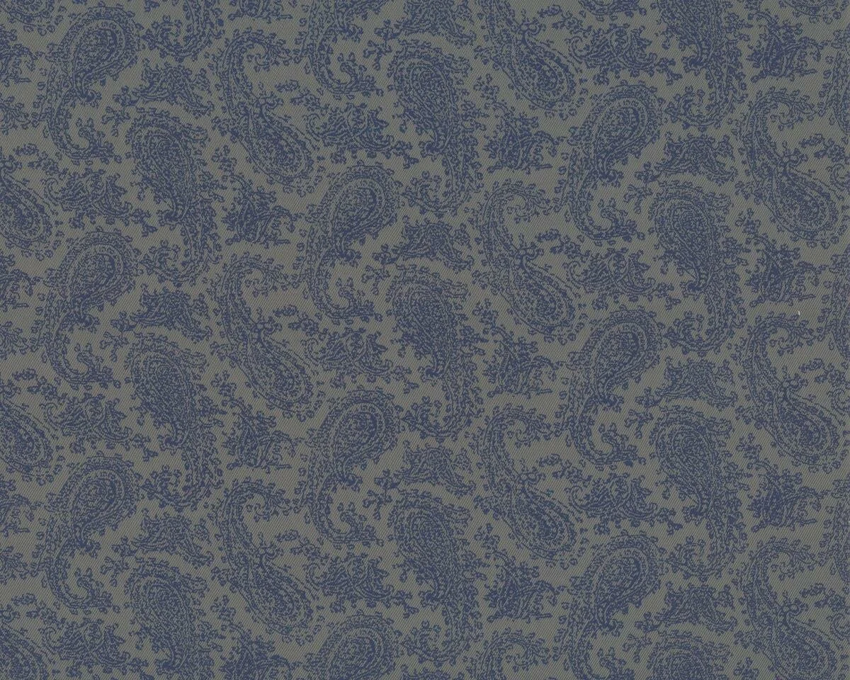 Futterstoff, bedruckter Köper aus Viskose, Paisleys, grau-blau