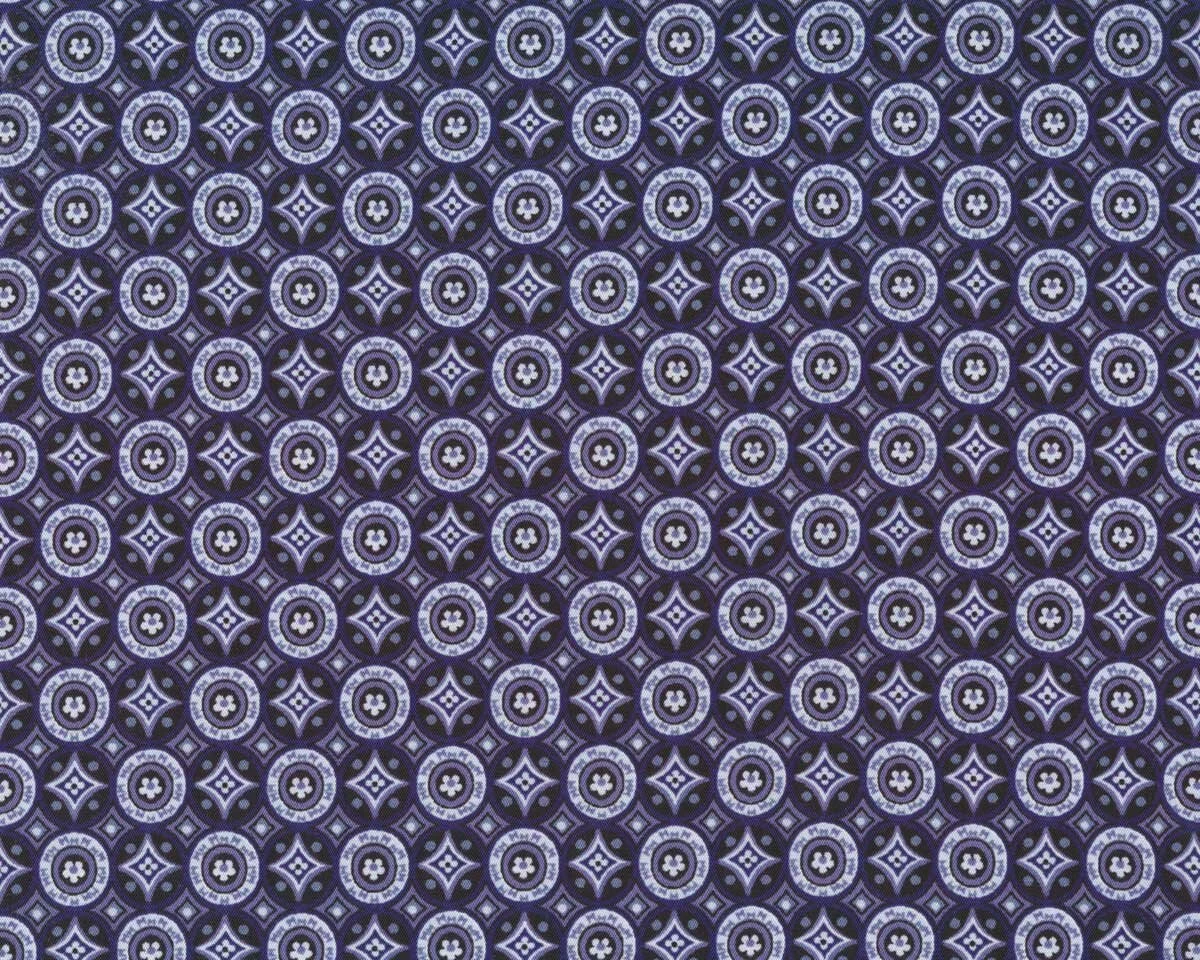 Futterstoff, bedruckter Taft aus Viskose, Ornamente, dunkelblau
