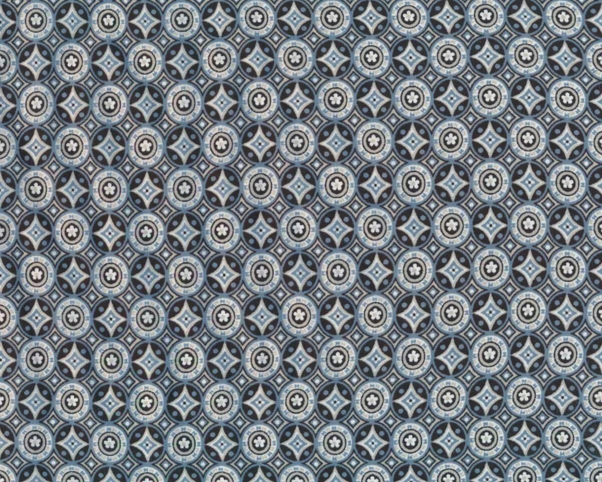Futterstoff, bedruckter Taft aus Viskose, Ornamente, taubenblau