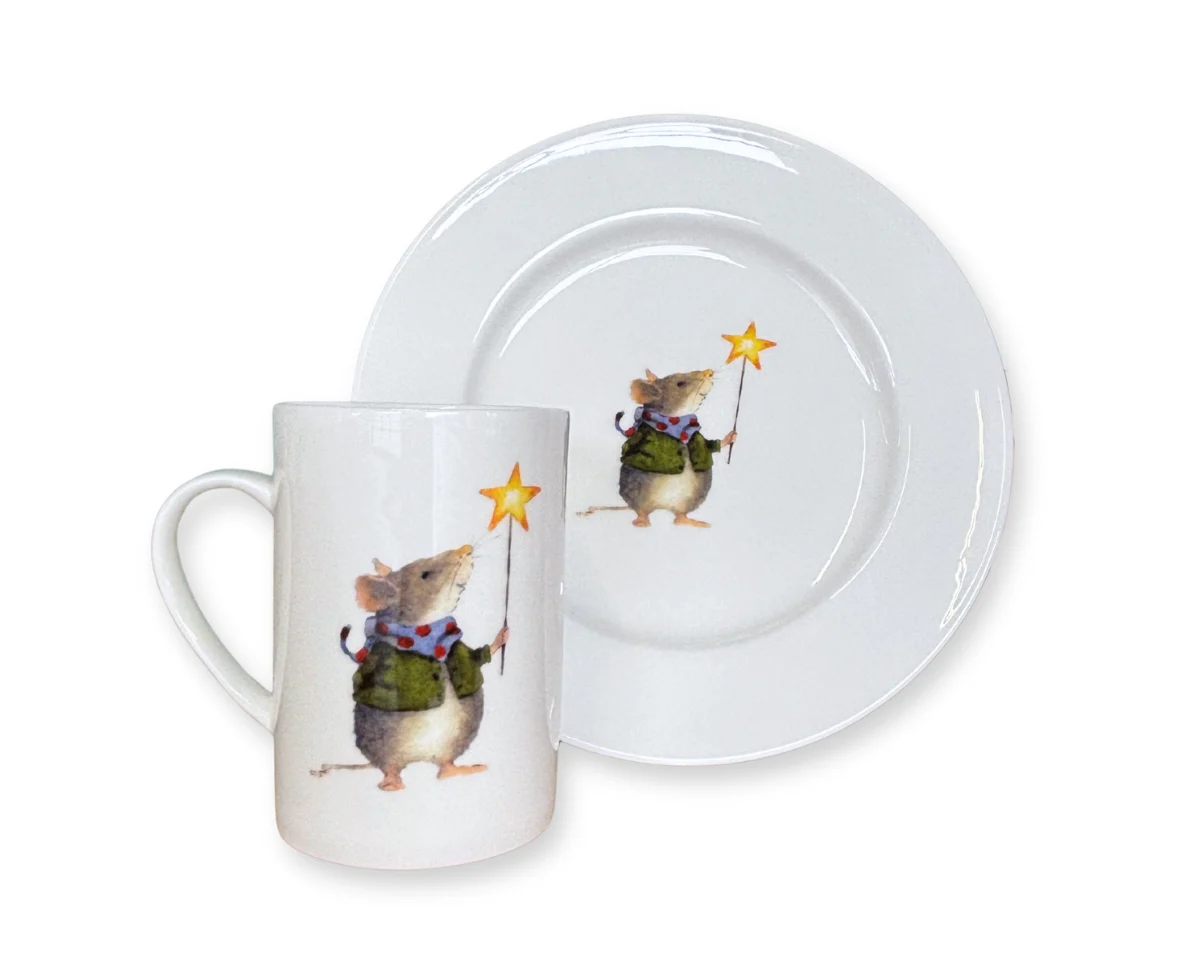 Geschirr-Set MR. MAUS, Maus mit Sternenlaterne, Acufactum