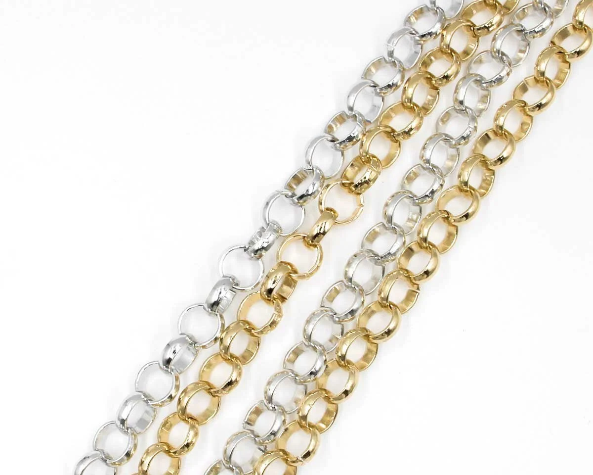 Grobe Gliederkette CENO, Erbskette, gold und silber, Prym