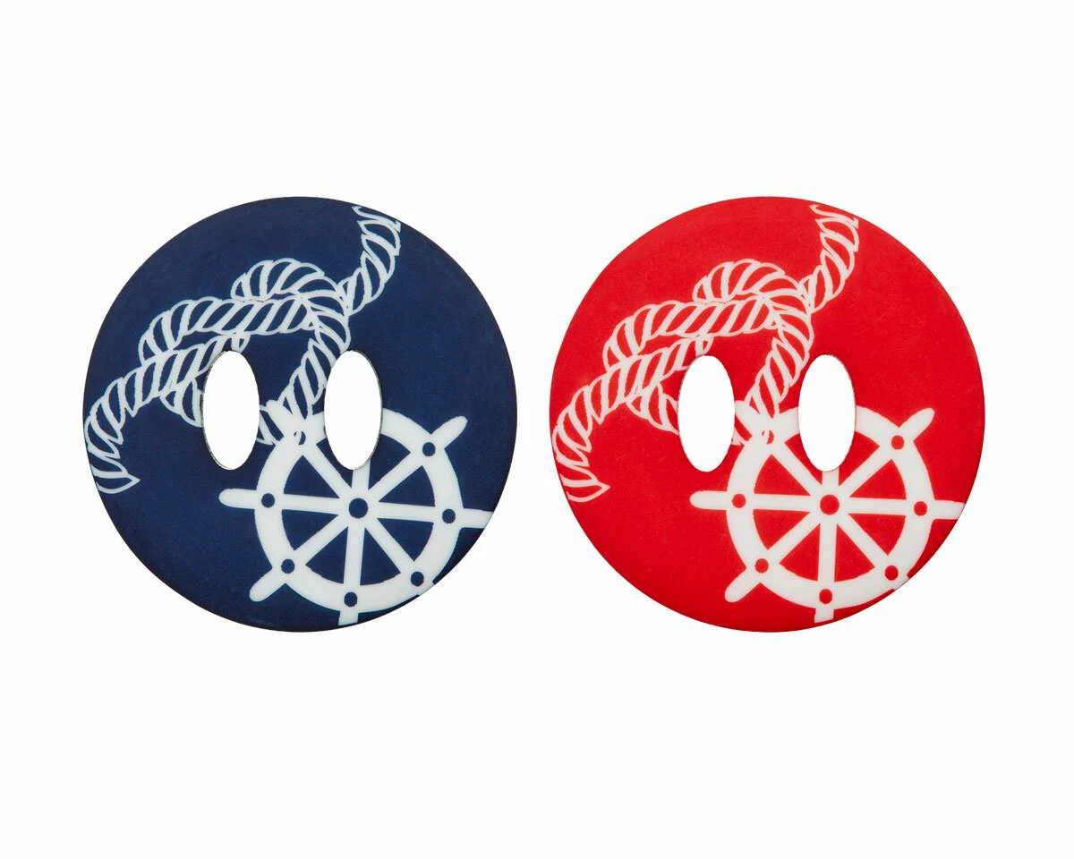 Großer Kunststoffknopf mit Steuerrad und Tau, 38 mm, Union Knopf