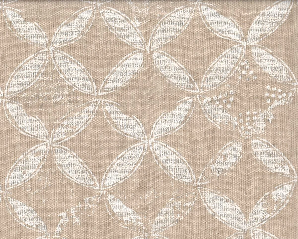 Halbtransparenter Leinen-Dekostoff APOLLONIA VOILE, Kreuz-Blüten, natur-weiß