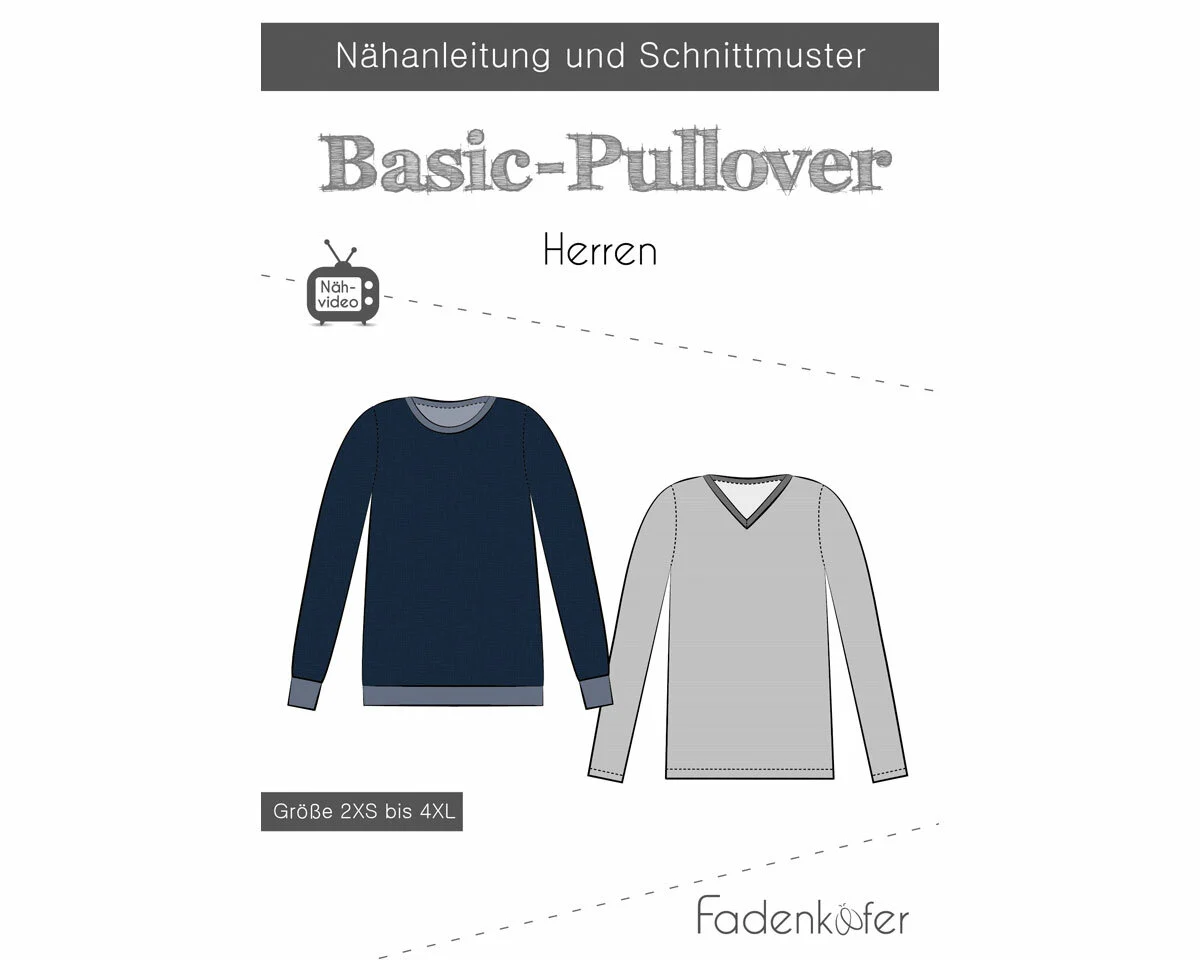 Herren-Schnittmuster BASIC-PULLOVER, fadenkäfer