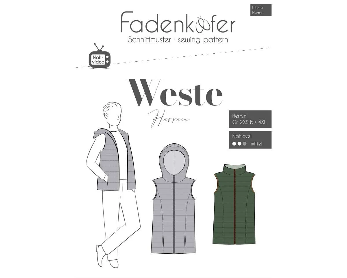 Herren-Schnittmuster WESTE, fadenkäfer