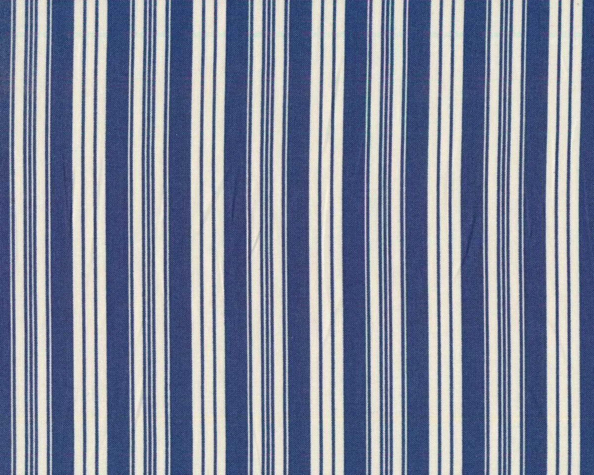 Italienischer Baumwollstoff MARINO, Streifen-Muster, blau-creme