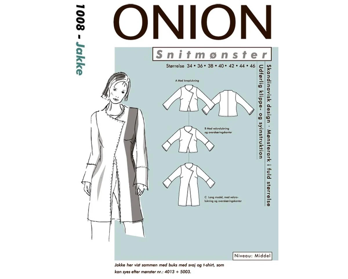 Jacke mit schräger Vorderkante, Schnittmuster ONION 1008