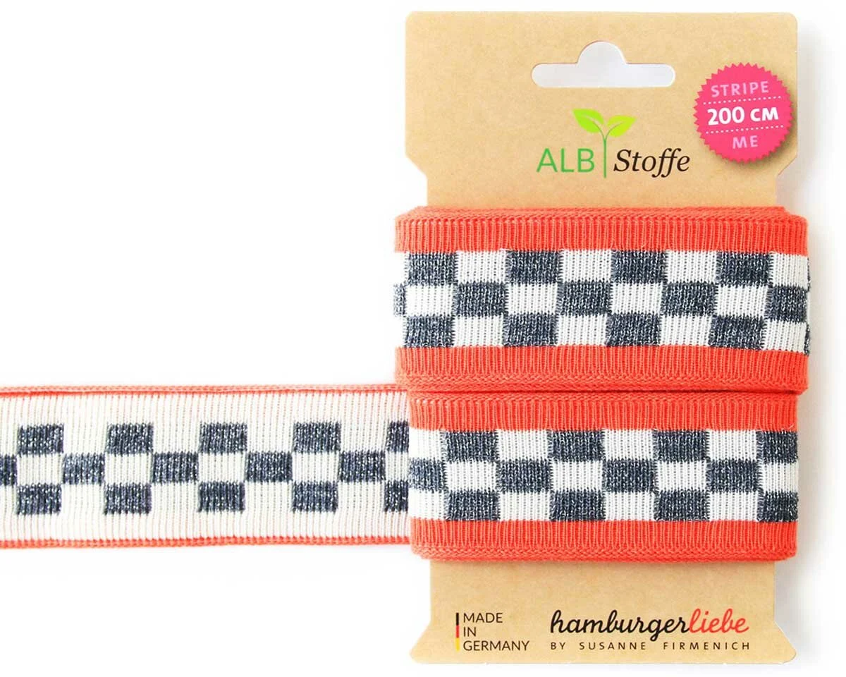 Jacquard-Band STRIPE ME GLAM CHECK POINT, Kästchen, orange, Albstoffe