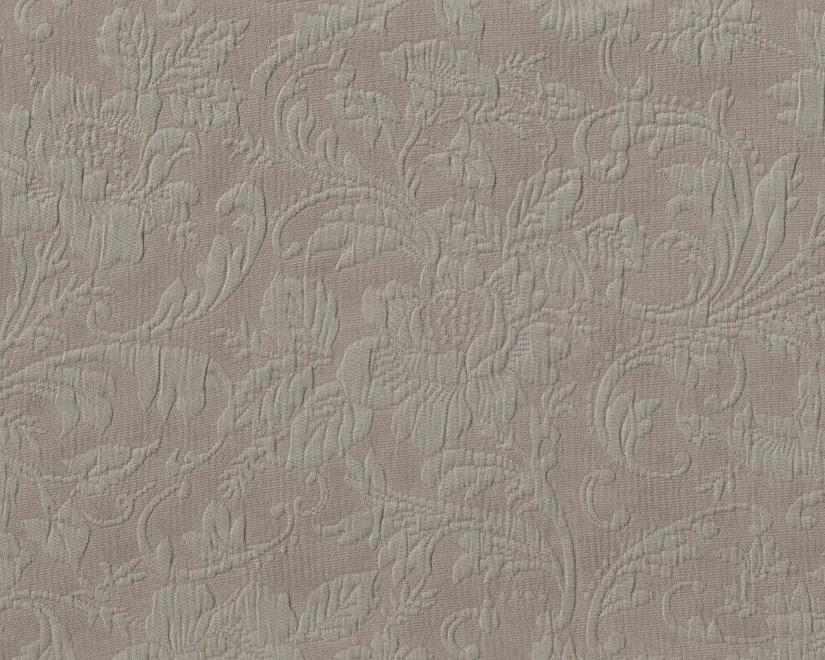 Jacquard-Dekostoff, Polsterstoff GENOVA J. PIQUE, Rosen-Ornament-Blüten, beigegrau