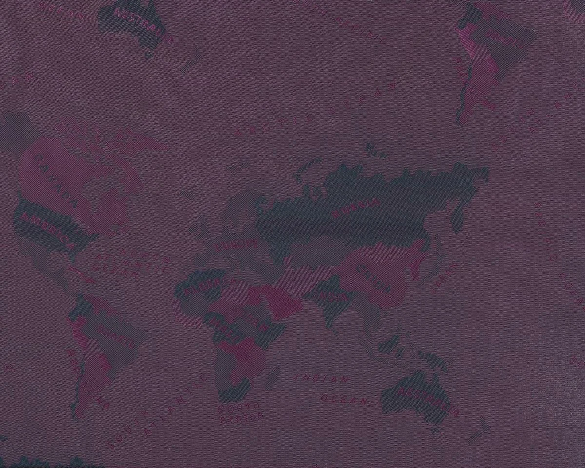 Jacquard-Futterstoff WELTKARTE, aubergine