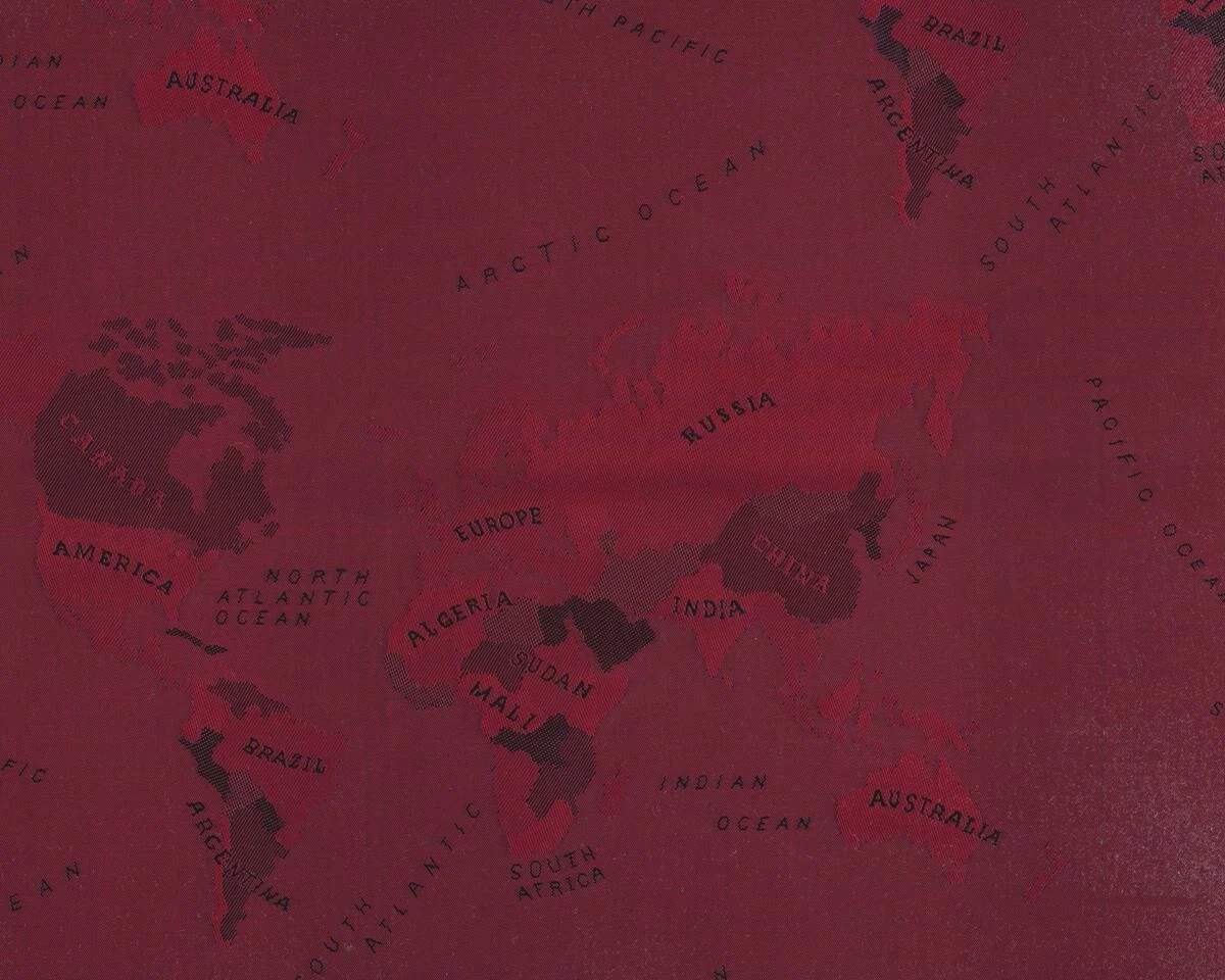 Jacquard-Futterstoff WELTKARTE, rot