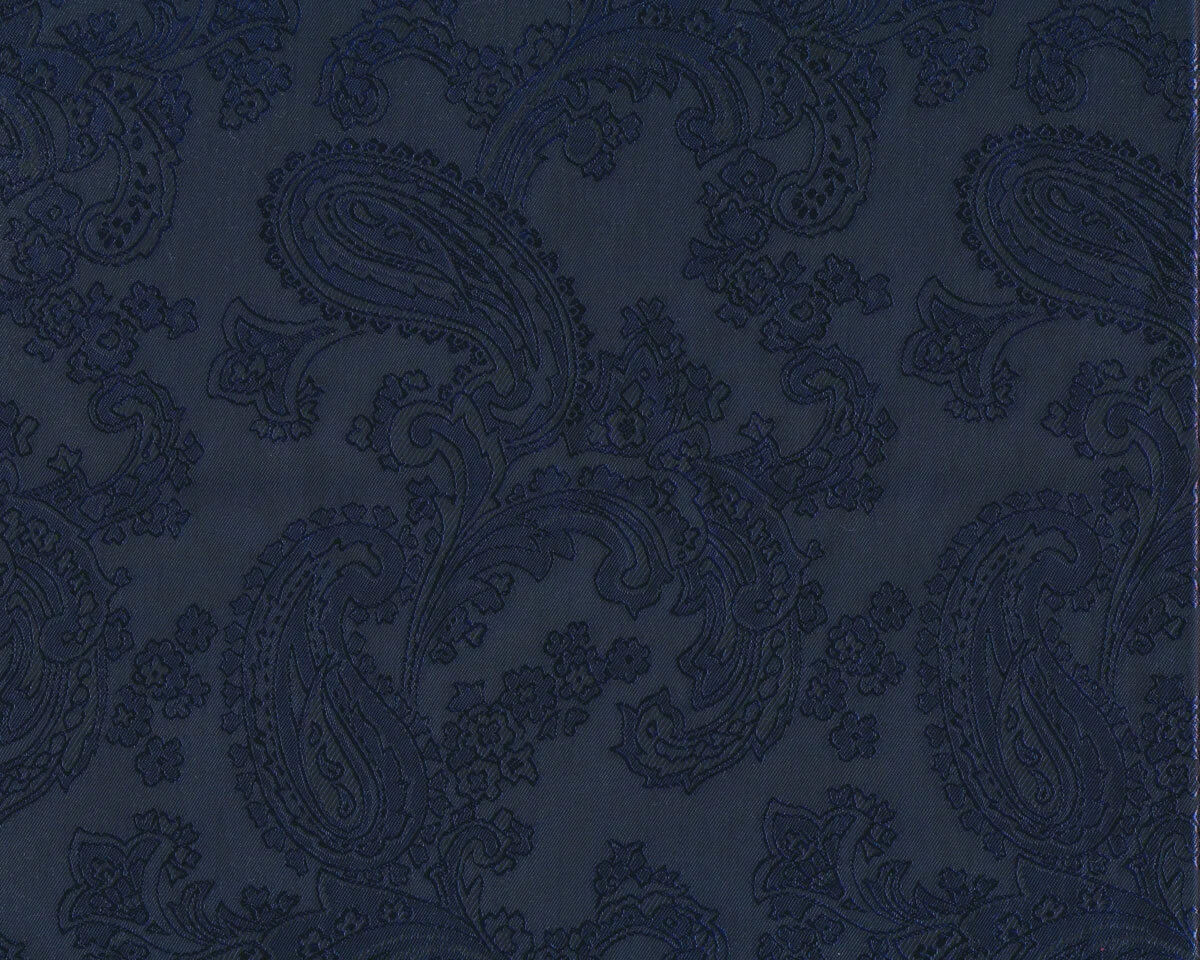 Jacquard-Futterstoff zweifarbig mit Paisleys, blau-schwarz
