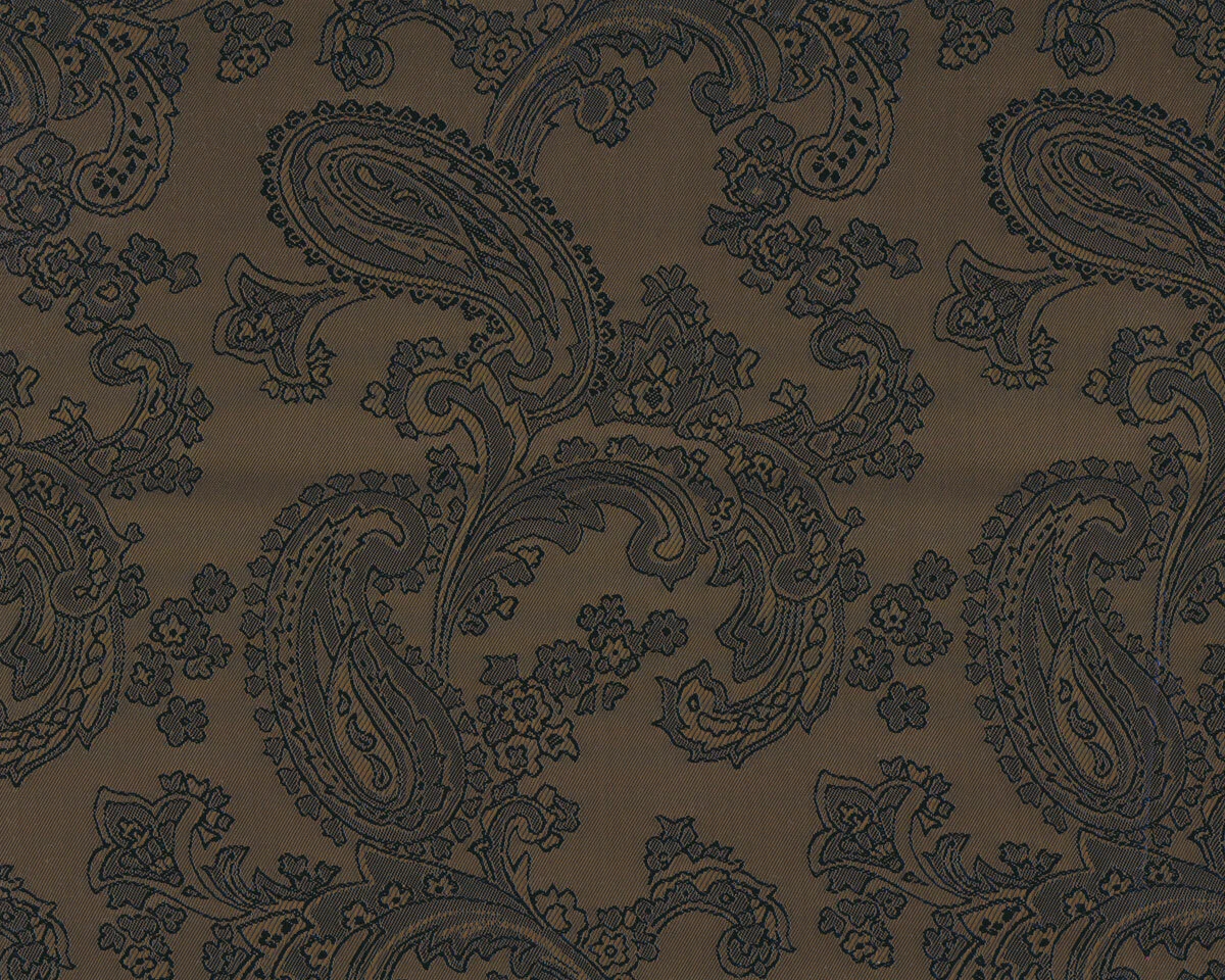 Jacquard-Futterstoff zweifarbig mit Paisleys, goldbraun-blau