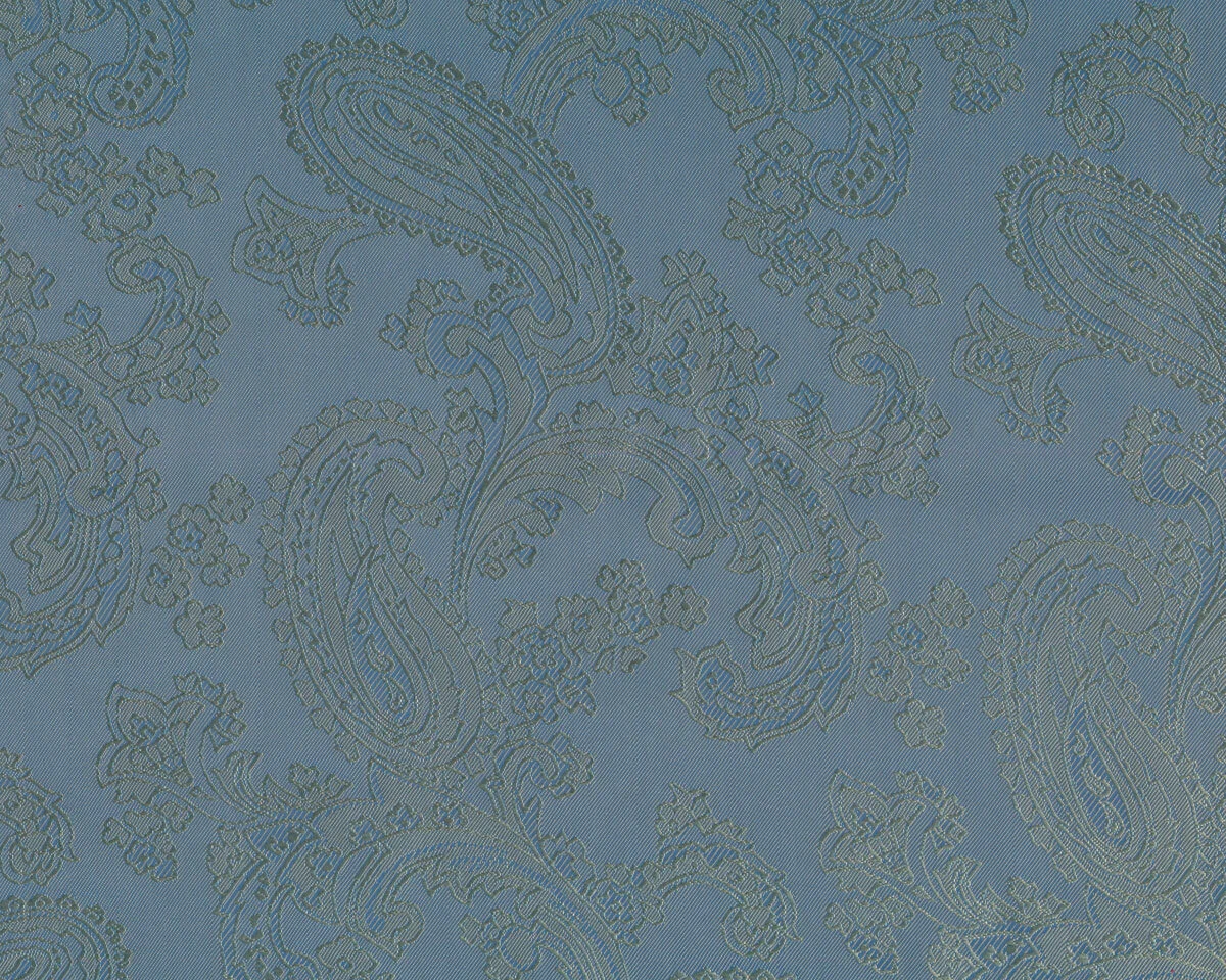 Jacquard-Futterstoff zweifarbig mit Paisleys, taubenblau-beige