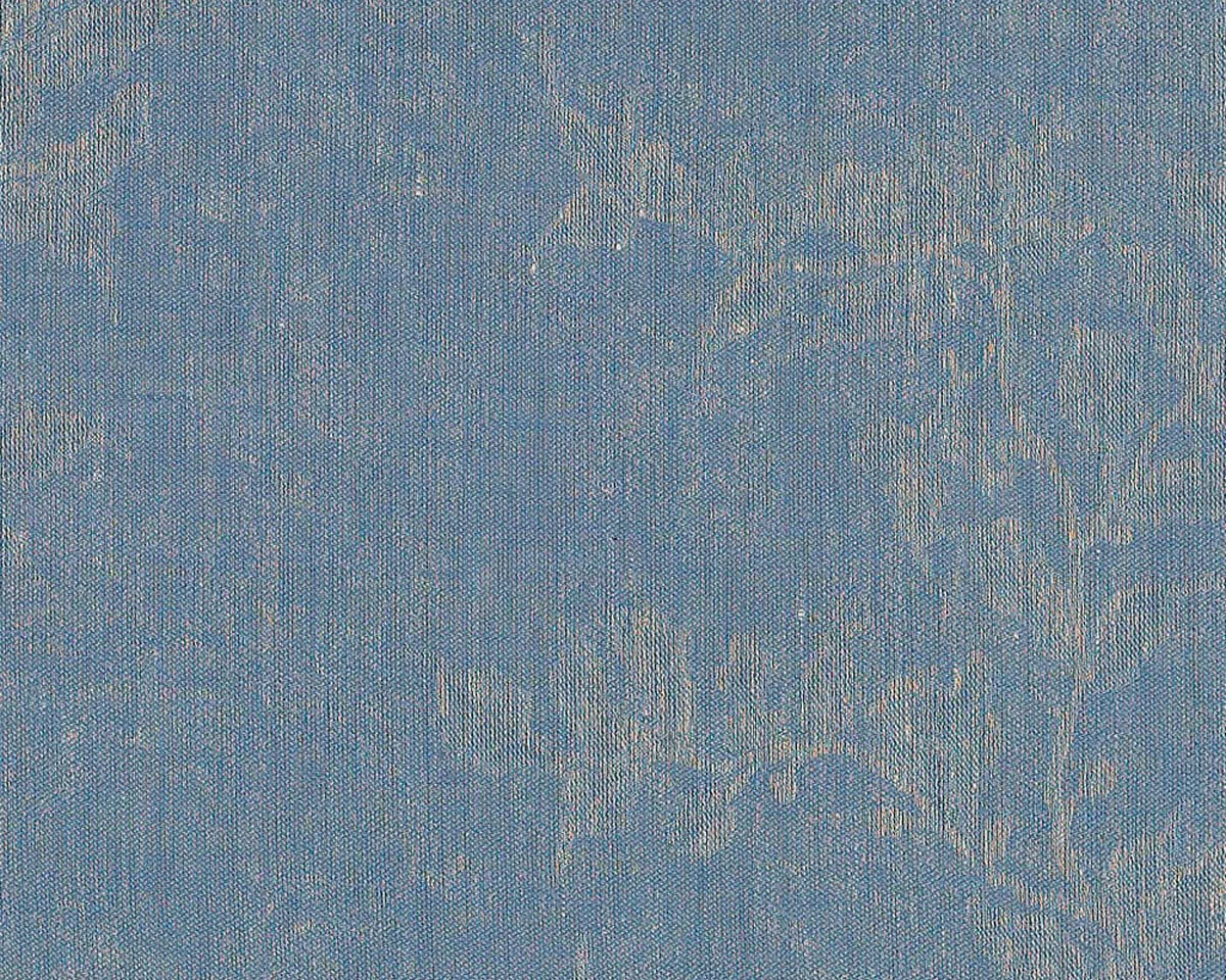 Jacquard-Leinenstoff ZWEIG, Überbreite, Blattranken, taubenblau, Leitner Leinen