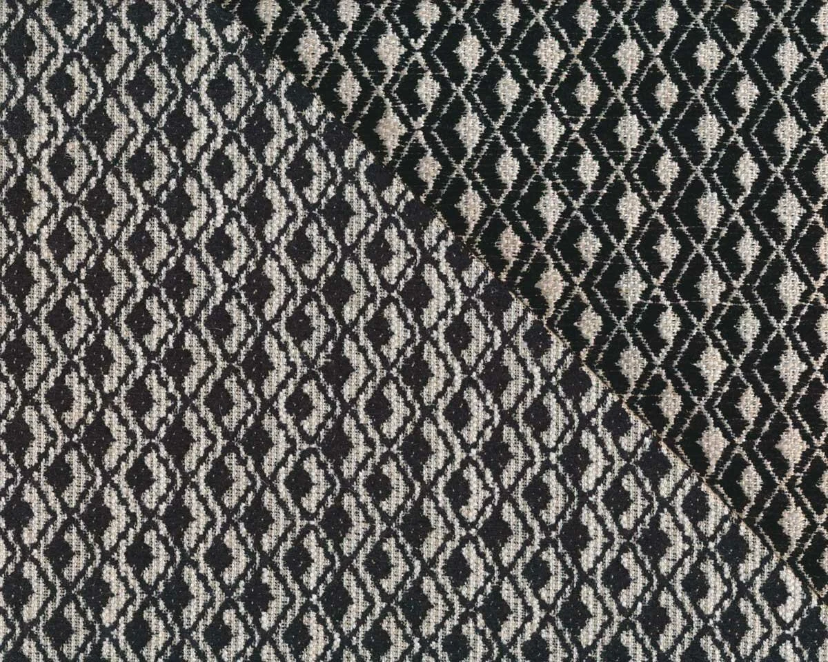 Jacquard-Polsterstoff MIX, Rauten, schwarz-creme, Saum & Viebahn