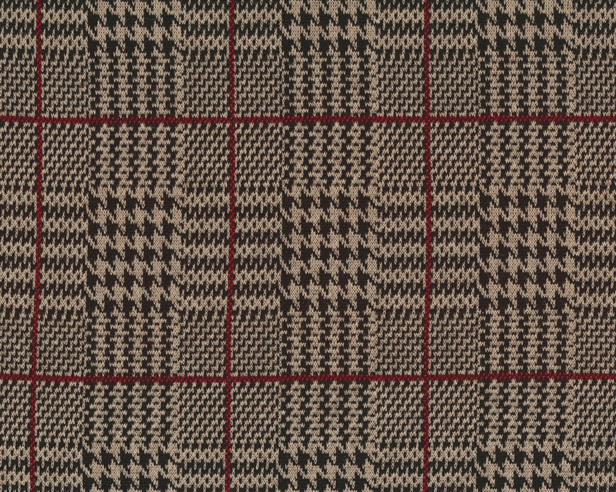 Jacquard-Strickjersey ELWIN, Pepita-Karomuster, dunkelbeige, Hilco