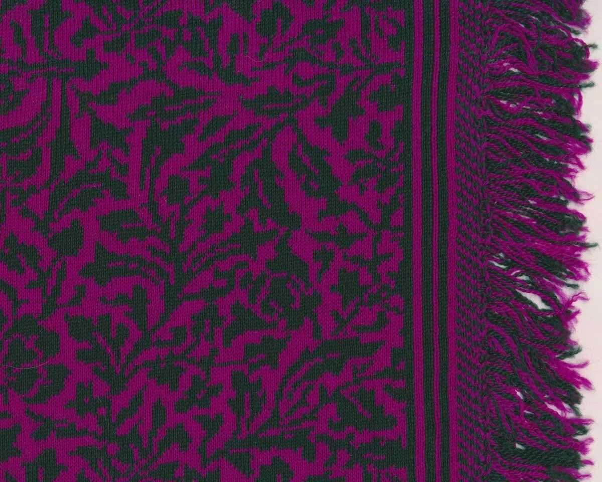 Jacquard-Strickstoff aus Merinowolle DIANA, Blumen, fuchsia-dunkelgrün, Hilco