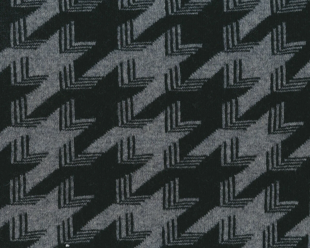 Jacquard-Strickstoff aus Wolle VITUS, Hahnentritt, schwarz, Hilco