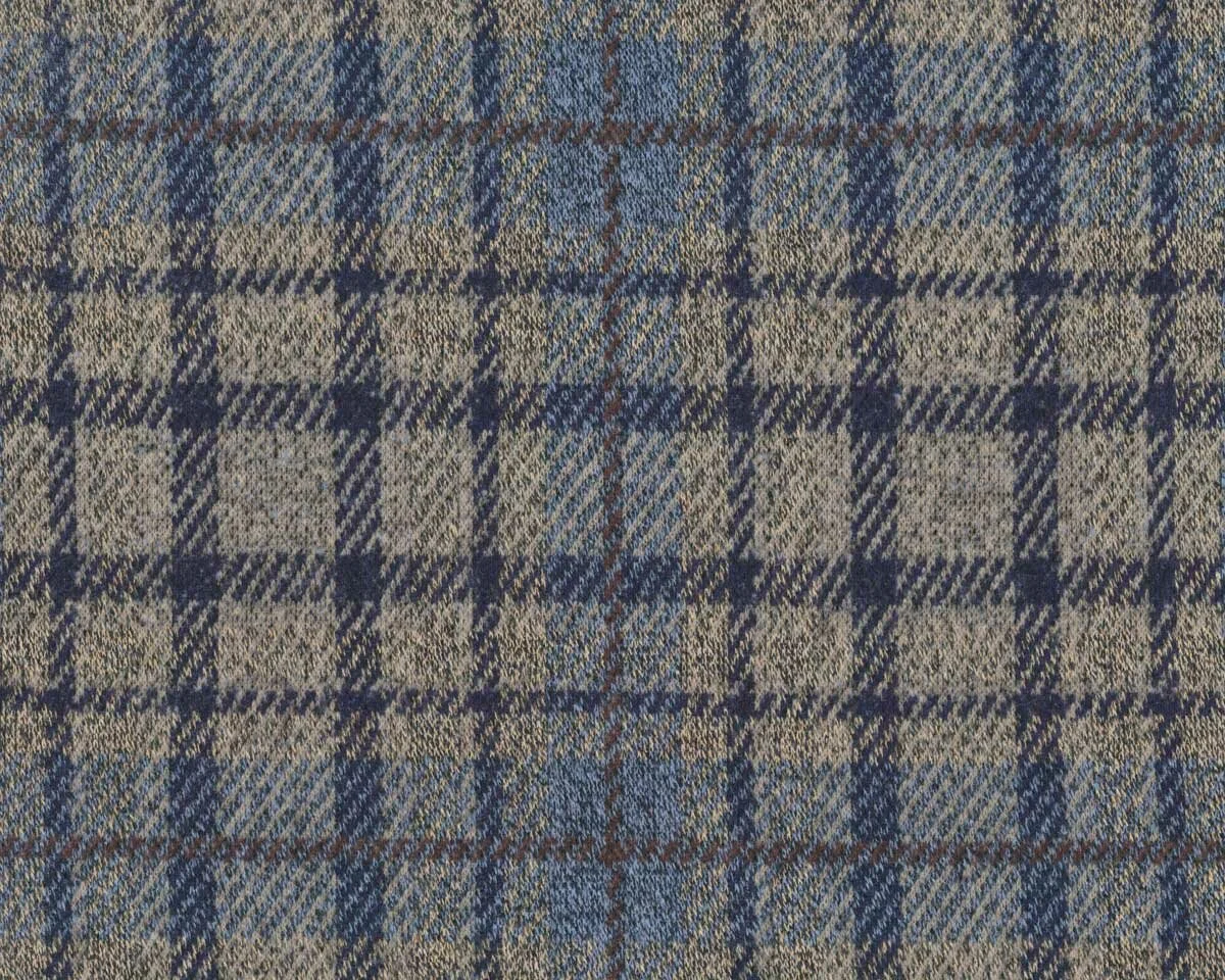 Jacquard-Strickstoff MELODY, Glencheck-Karo, beige-blau, Hilco