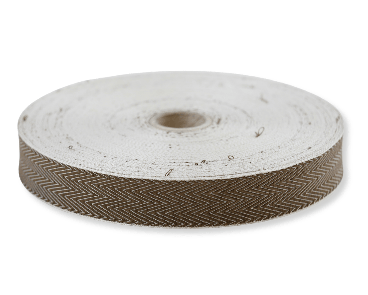 Jacquardband CHEVRON, Fischgrat, 20 mm breit, schlammbraun, Kafka