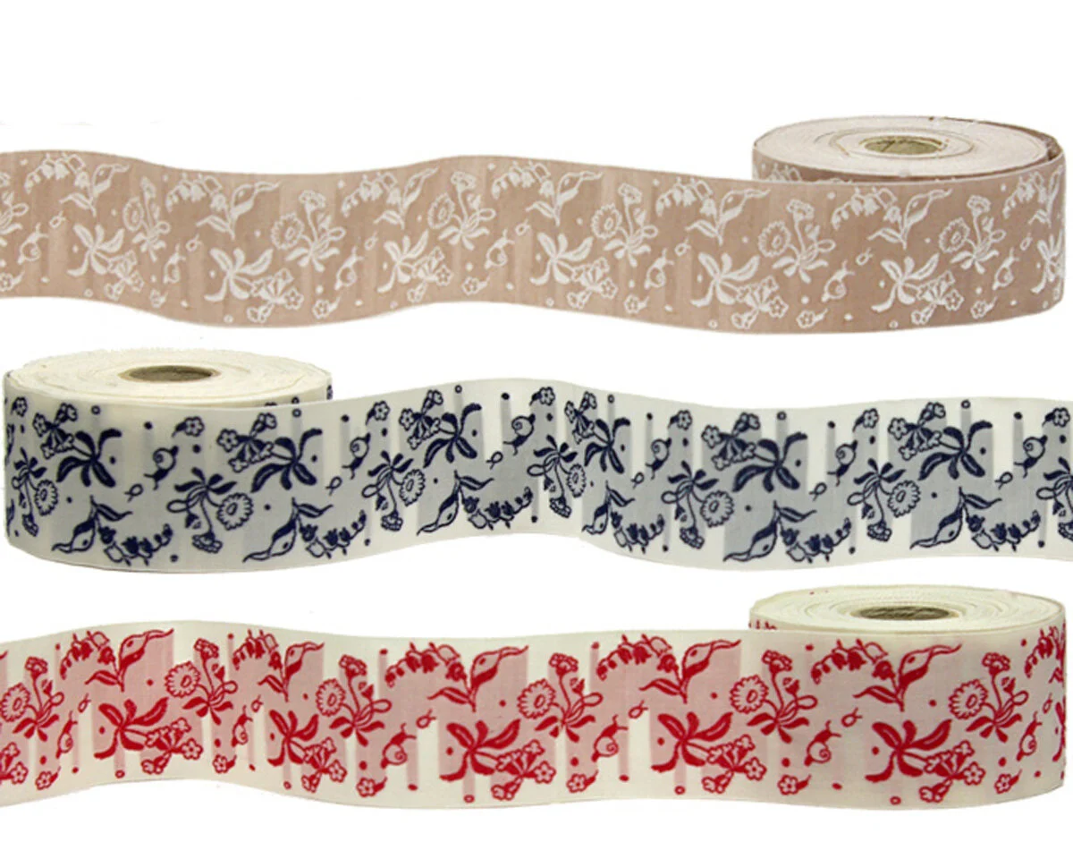 Jacquardband FRÜHLING, 4 cm breit, Kafka