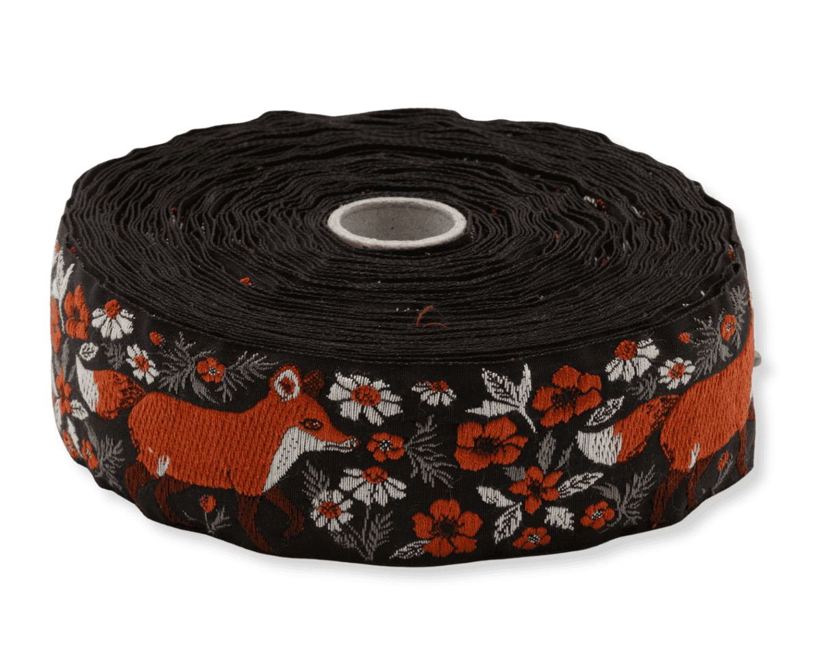 Jacquardband FUCHS, 38 mm breit, schwarz, Kafka
