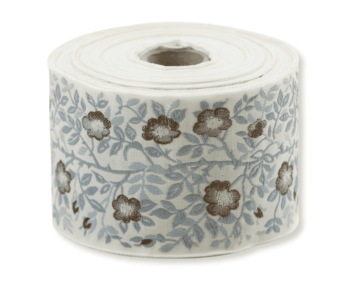 Jacquardband HECKENROSE, Blume, 60 mm breit, creme, Kafka