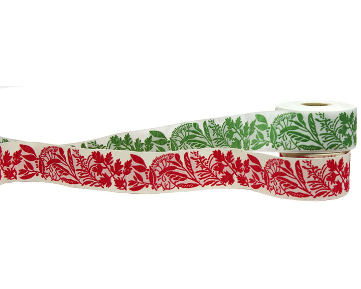 Jacquardband KRÄUTER, 3,2 cm breit, Kafka