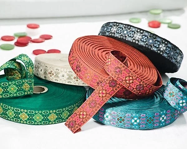 Jacquardband PERCEVAL, französisches Muster, 30 mm breit, 5 Farben