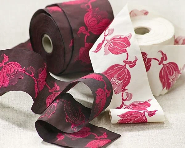 Jacquardband TULPEN, 6 cm breit, Kafka
