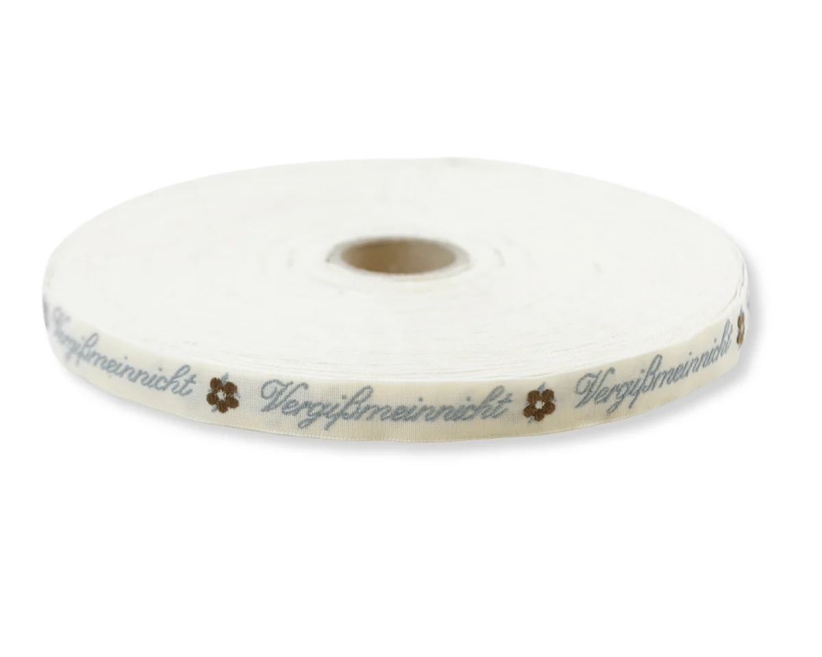Jacquardband VERGIßMEINNICHT, Blume, 10 mm breit, creme, Kafka