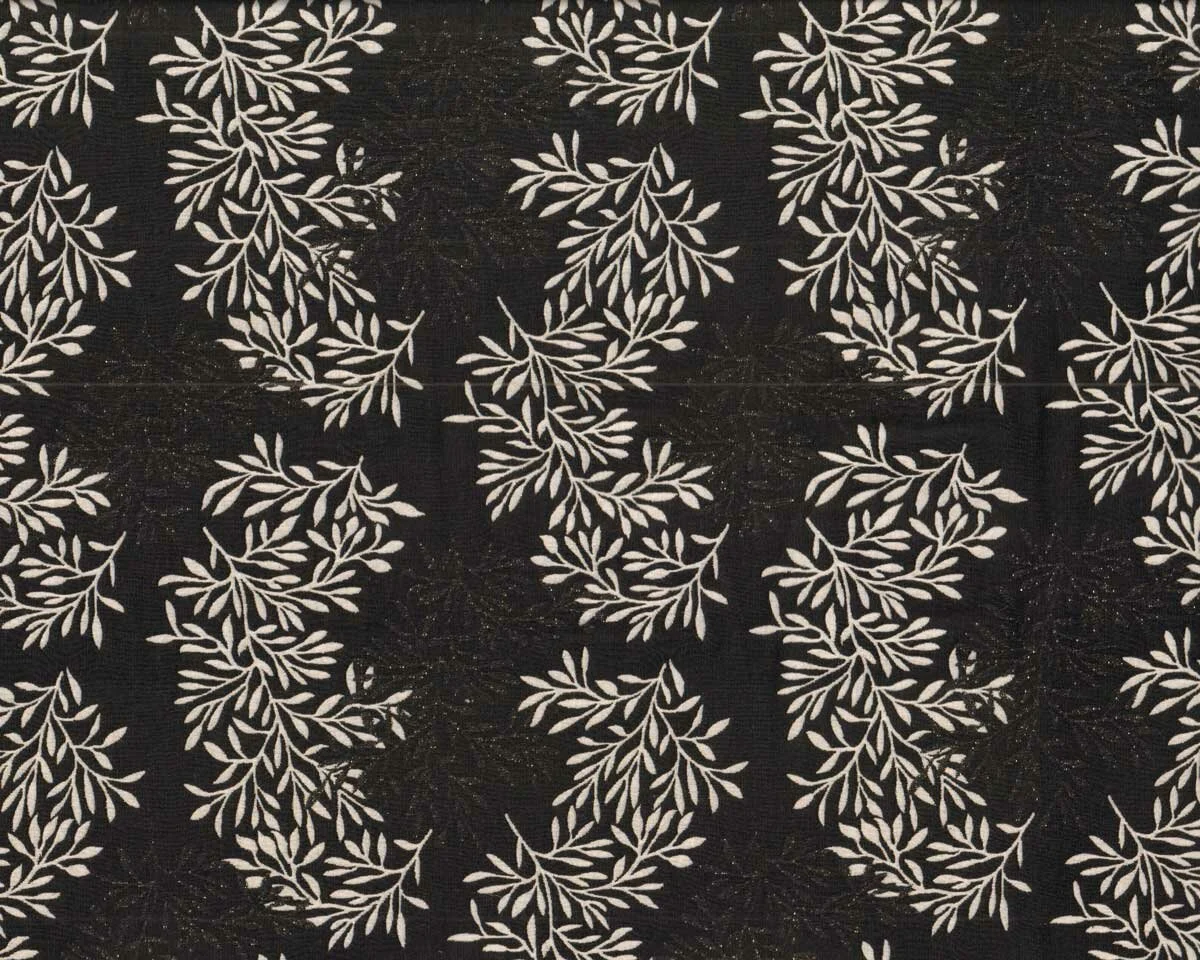 Jacquardstoff BRILETO, Glitzer-Zweige, schwarz-weiß, Toptex