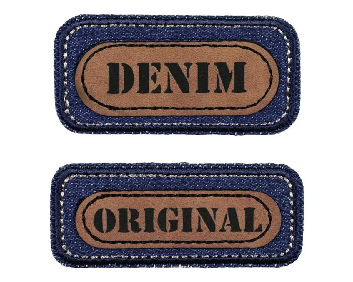 Jeans-Applikation DENIM mit Kunstleder, 2 Stück, Prym
