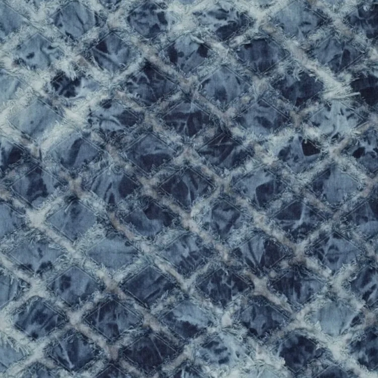 Jeansstoff Distressed Diamonds, blau
