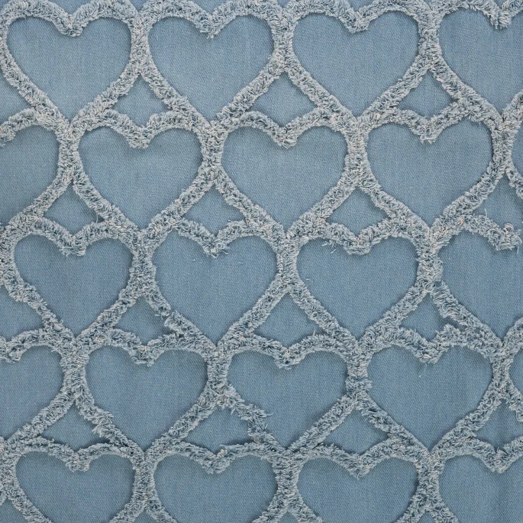 Jeansstoff Fancy Hearts, hellblau