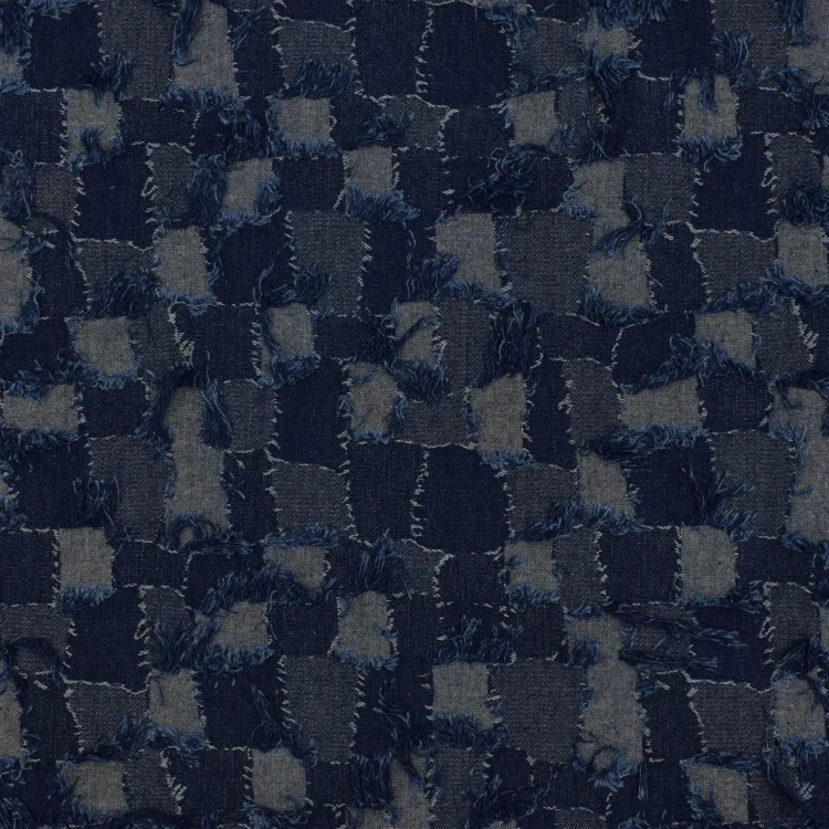 Jeansstoff Fringe Squares, dunkelblau