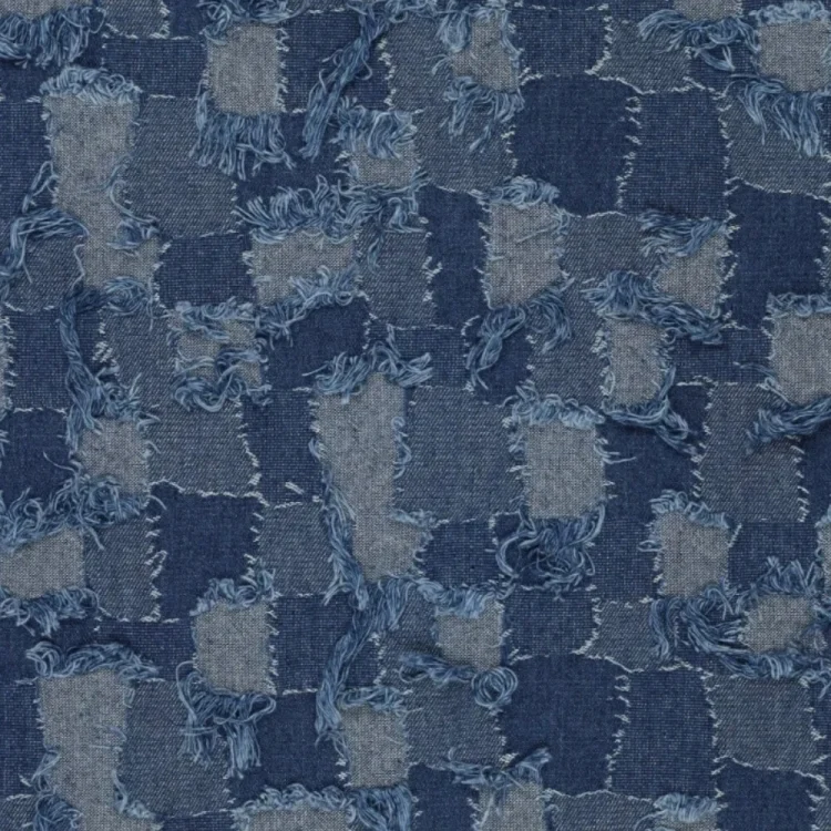 Jeansstoff Fringe Squares, mittelblau