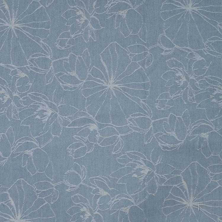 Jeansstoff Jacquard Fancy Flowers, hellblau