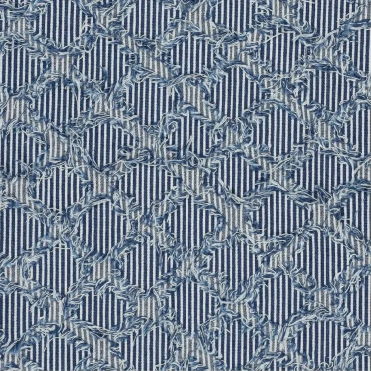 Jeansstoff Ruffle Stripes, blau