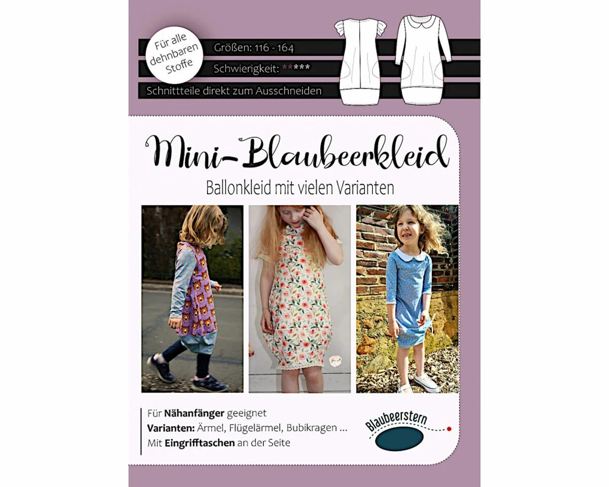 Kinder-Schnittmuster Ballonkleid BLAUBEERKLEID, Blaubeerstern
