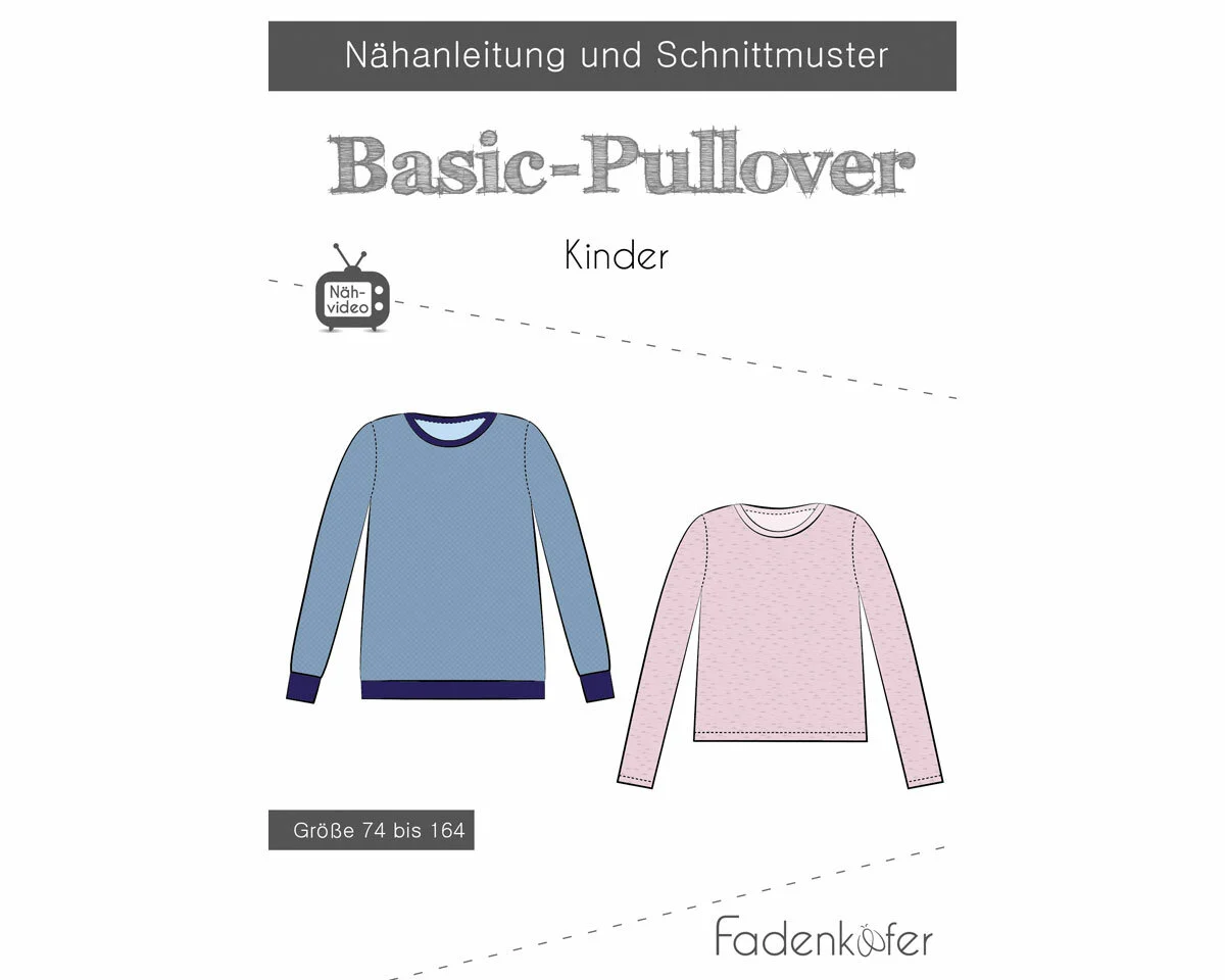 Kinder-Schnittmuster BASIC-PULLOVER, fadenkäfer