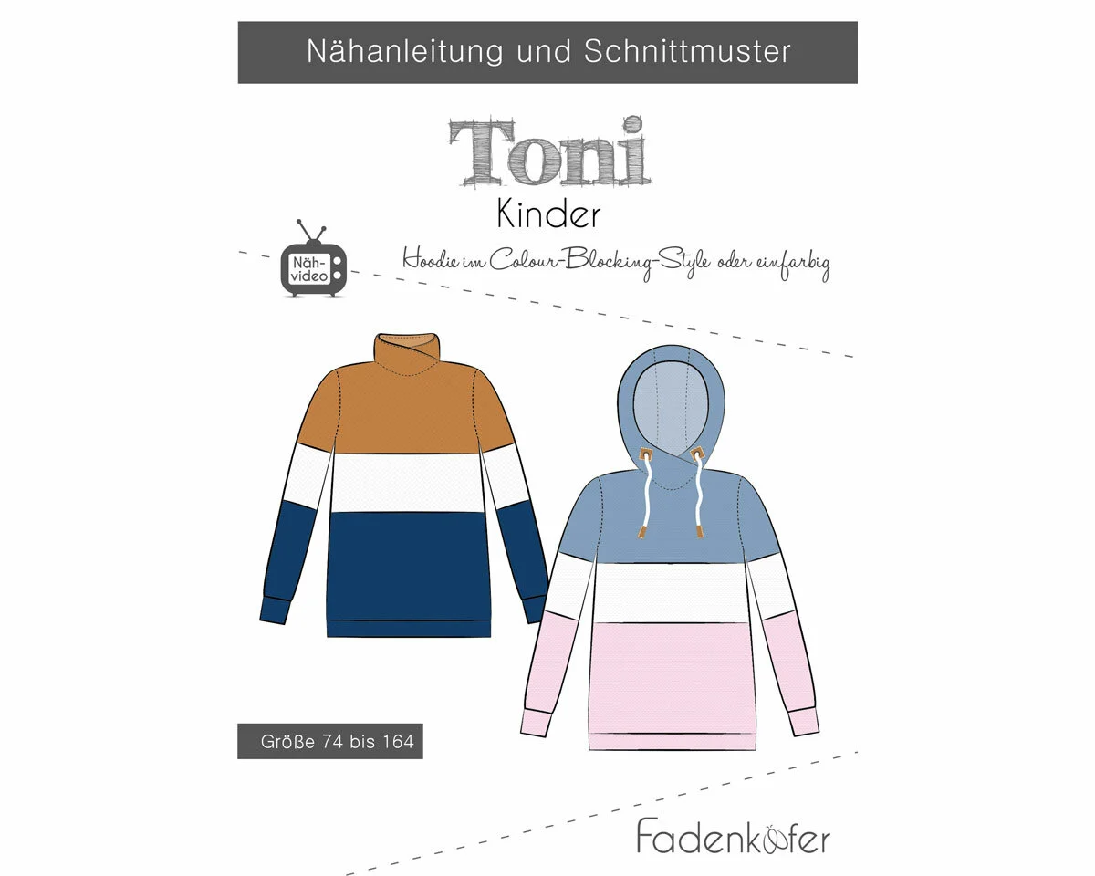 Kinder-Schnittmuster Hoodie TONI, fadenkäfer