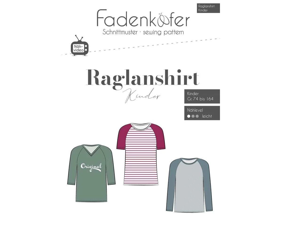 Kinder-Schnittmuster Raglanshirt, fadenkäfer