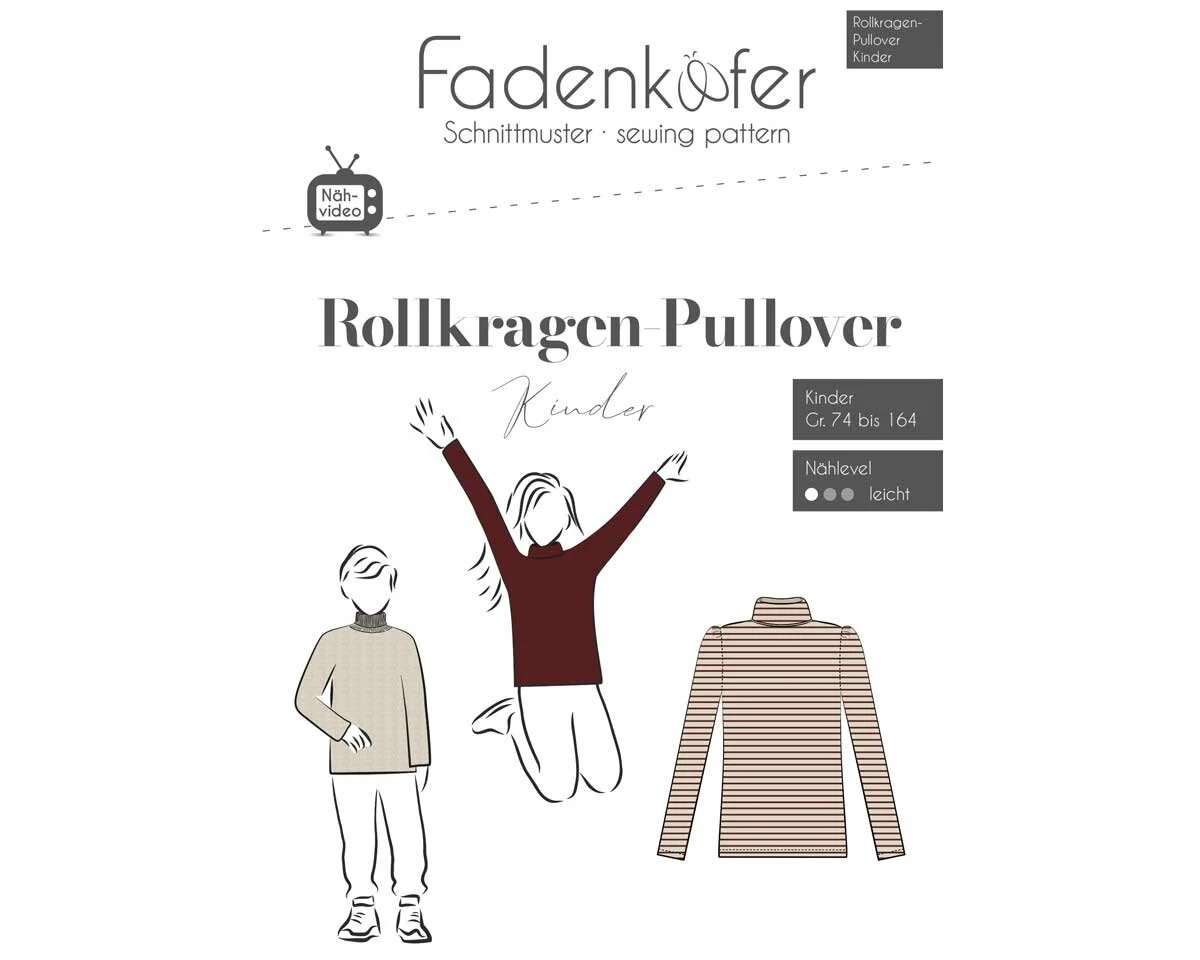 Kinder-Schnittmuster ROLLKRAGEN-PULLOVER, fadenkäfer