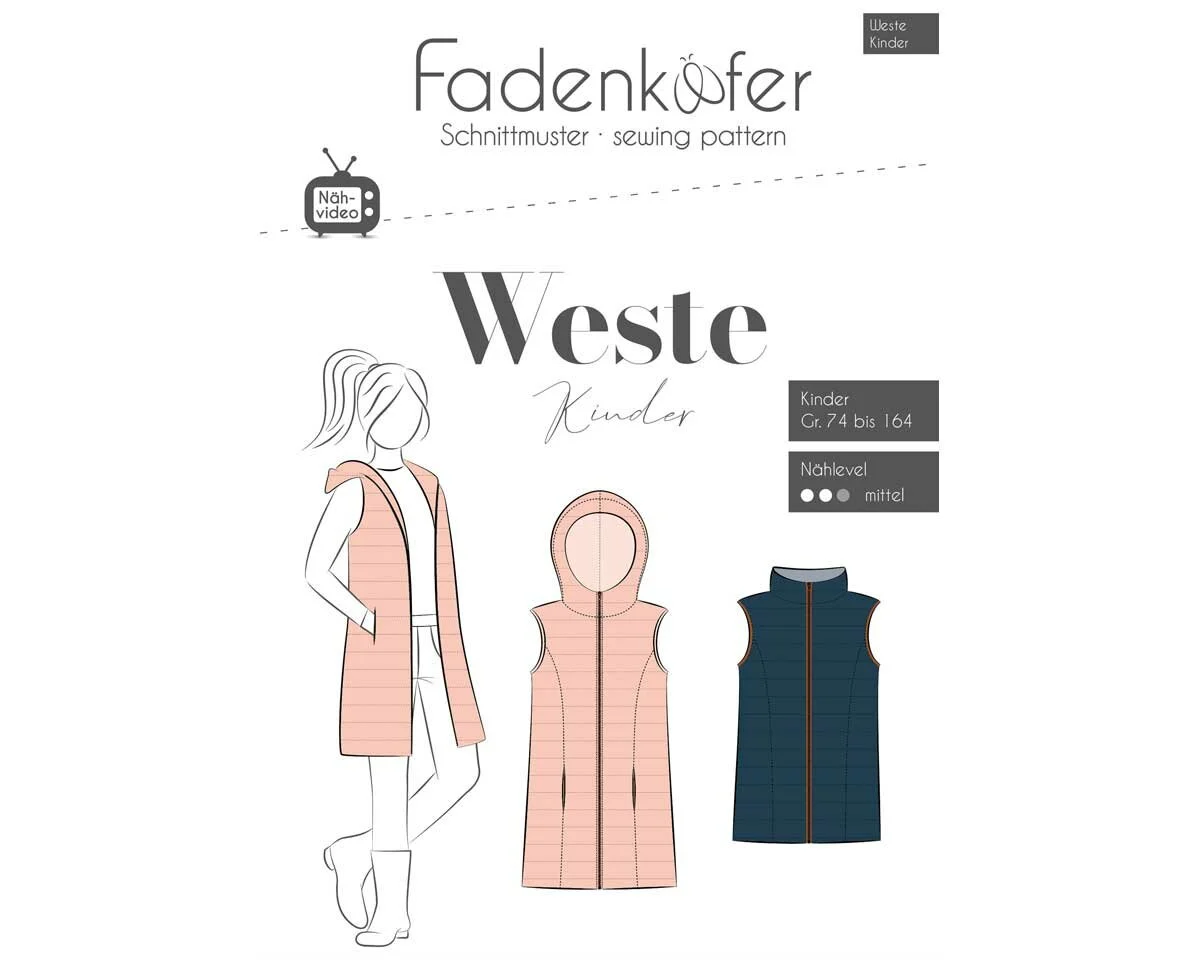 Kinder-Schnittmuster WESTE, fadenkäfer