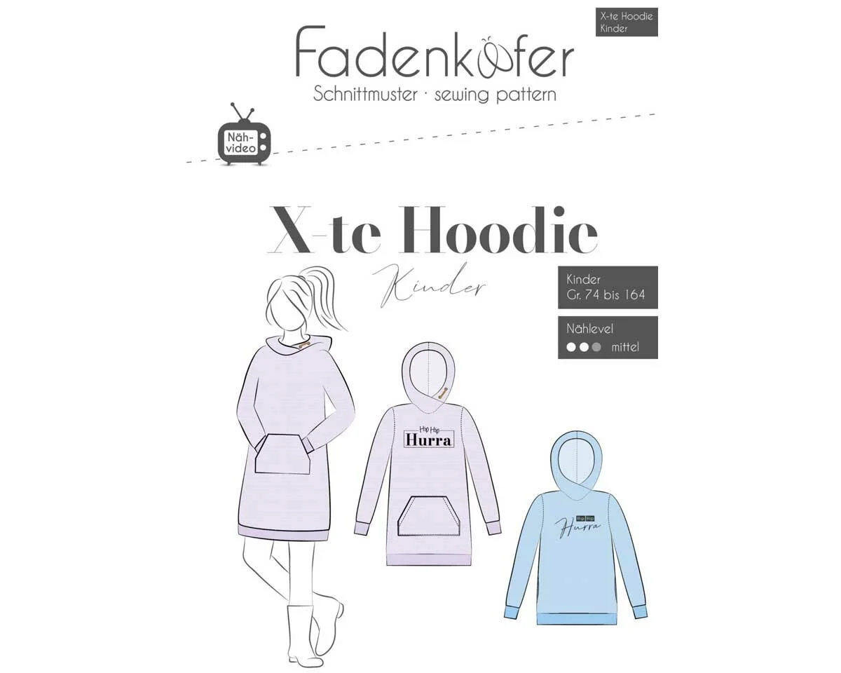 Kinder-Schnittmuster X-te HOODIE, fadenkäfer