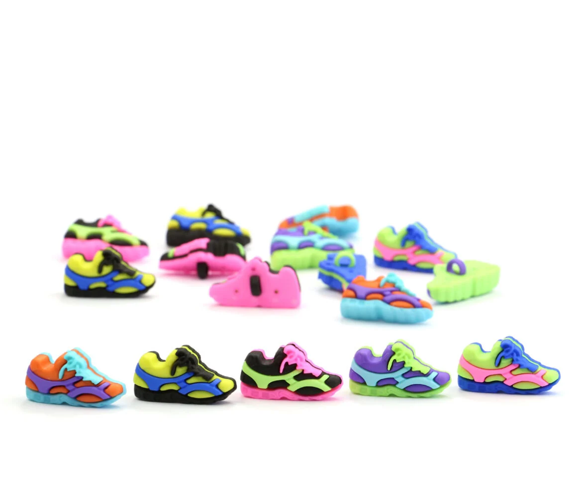 Kinderknopf SNEAKER, Turnschuh in Neonfarben, Union Knopf